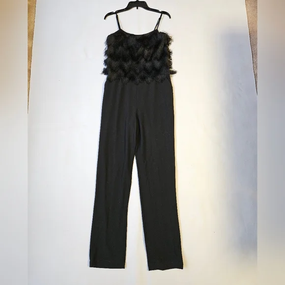 BCBG MazAzria Brianne Eyelash Fringe Jumpsuit Black Size Small - Picture 6 of 16